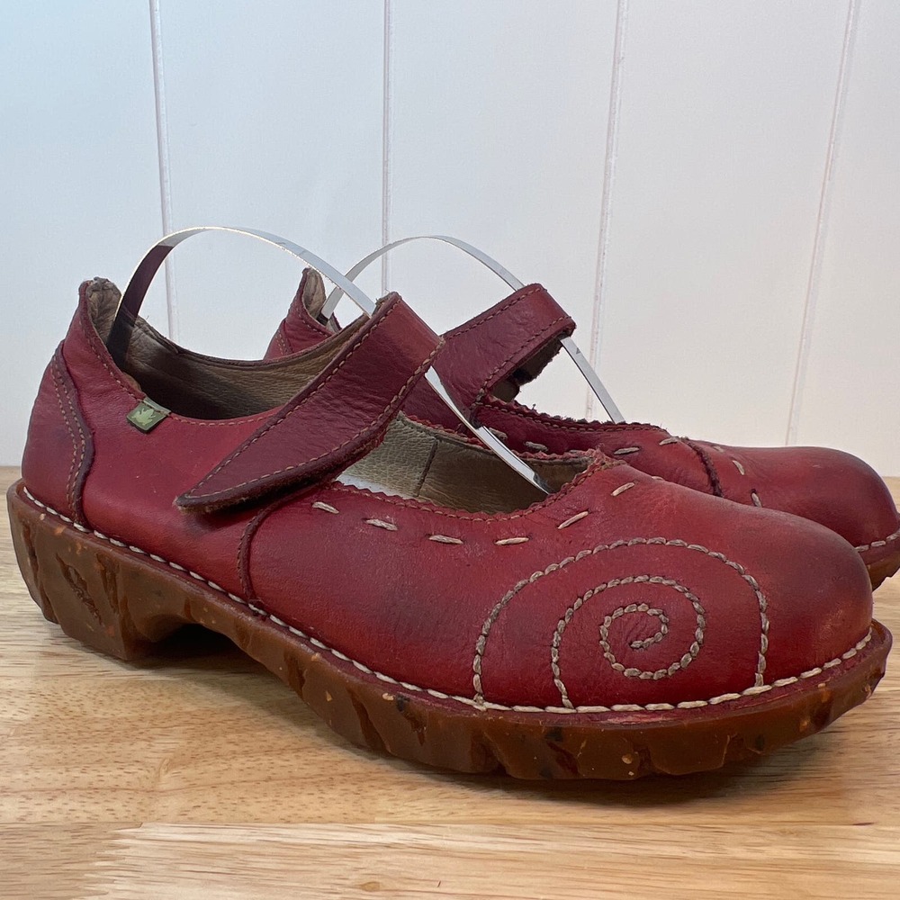 EL NATURALISTA Yggdrasil Mary Jane leather stitching shoes size EU 36
